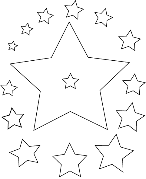 Estrelas de vrios tamanhos e uma estrela central grande