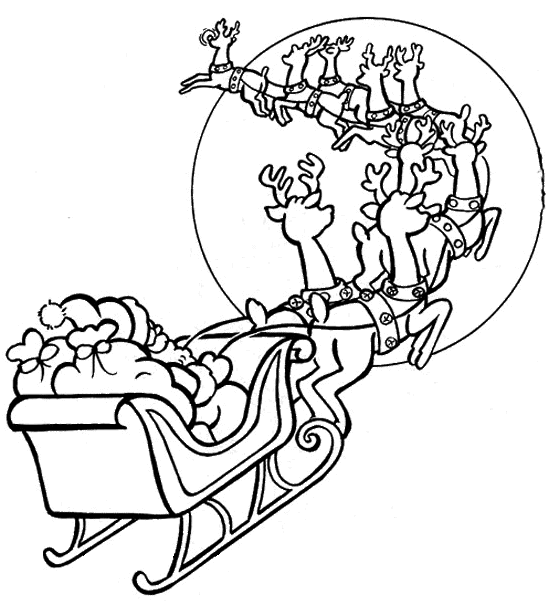 Pai Natal e no Tren Cheio de Prendas Puxado pelas Renas